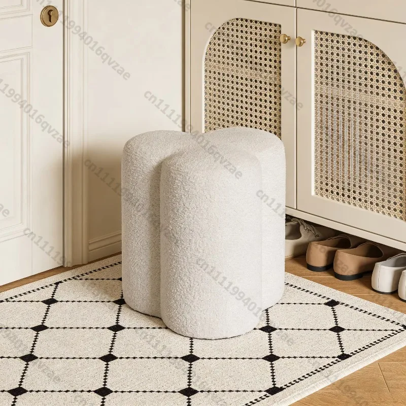 Modern Style Square Cushion Stool, Comfortable Fabric Footstool, Modern Style Shoe Stool for Bedroom Hotel