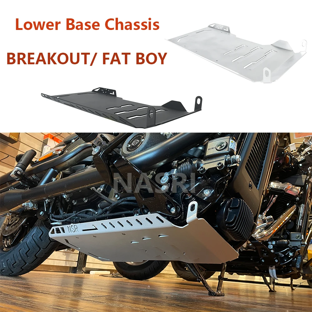 For Harley FAT BOY BREAKOUT 2018-2024 Black Chrome Lower Engine Base Chassis Guard Skid Plate Protection Motorcycle Accessories