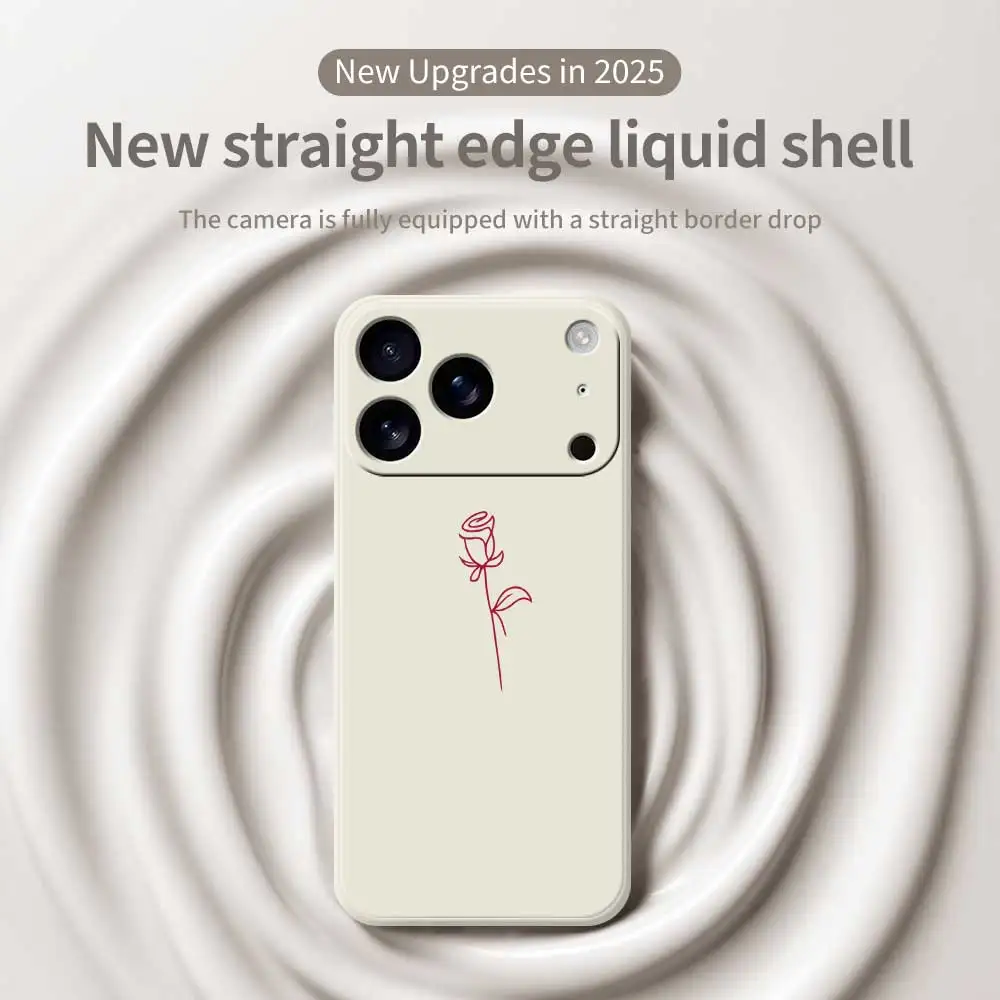 シンプルなバラ柄のiPhoneケース iPhone 17 Pro Max、17 Air、16、15、14、13、12、11 Pro Max、XS Max、7、8 Plus、16e、16、15 Plus対応 TPUカバー