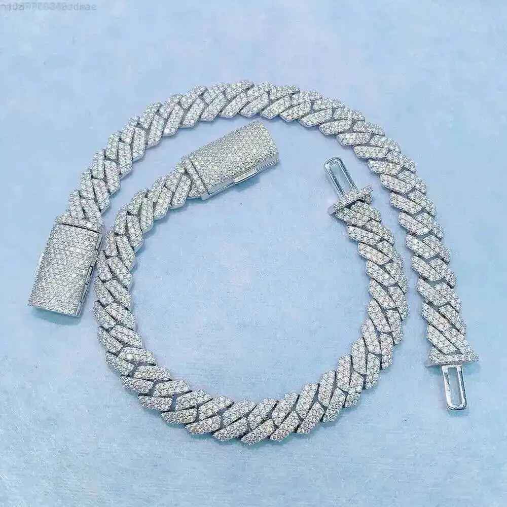 

Мужская кубинская цепочка 10 мм, стерлинговое серебро 925 пробы, муассанит, кубинская цепочка, ювелирные изделия в стиле хип-хоп