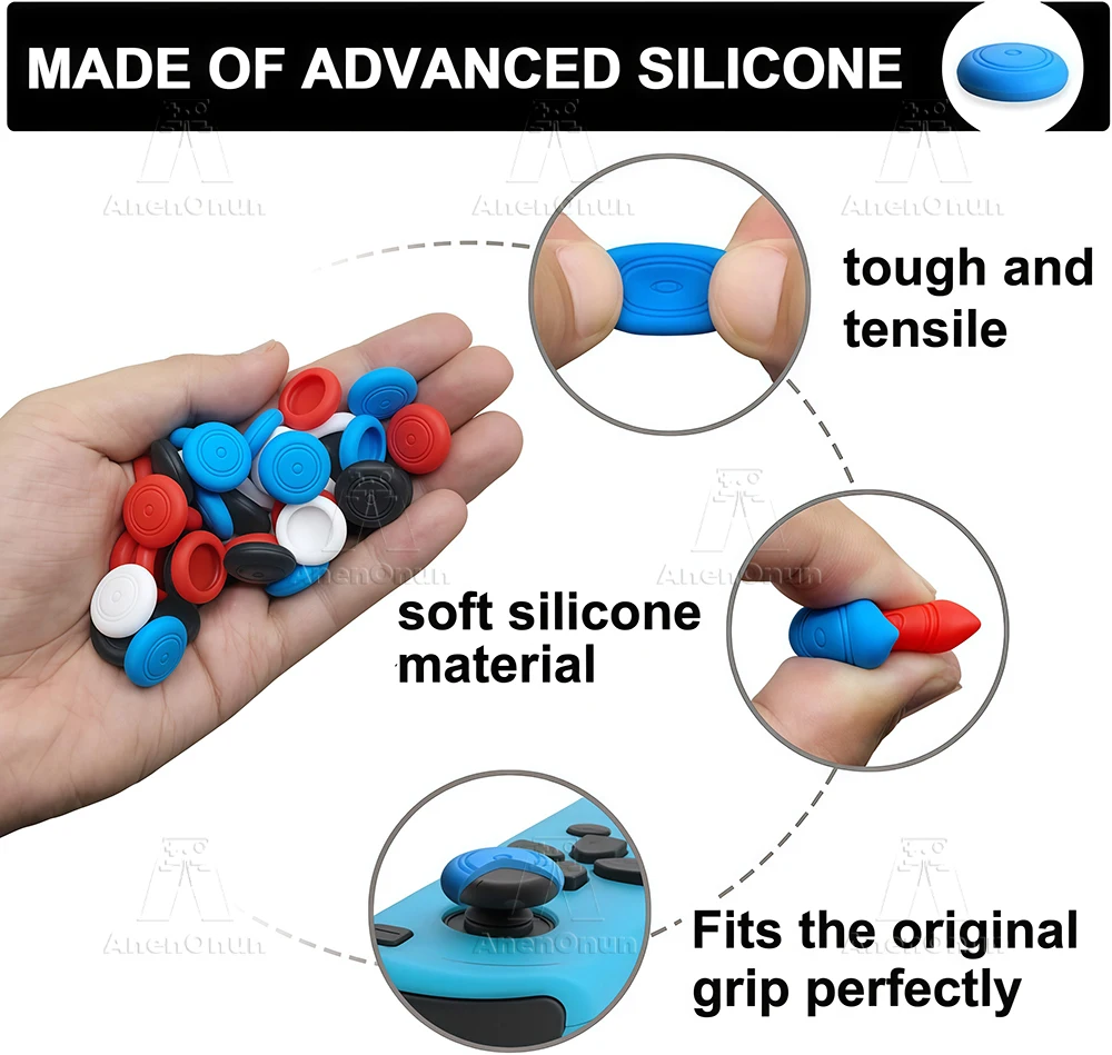 Image 5: Capuchons de protection pour manettes Switch/Switch Lite/Switch OLED, en silicone durable, antidérapants, pour joysticks analogiques Joycon