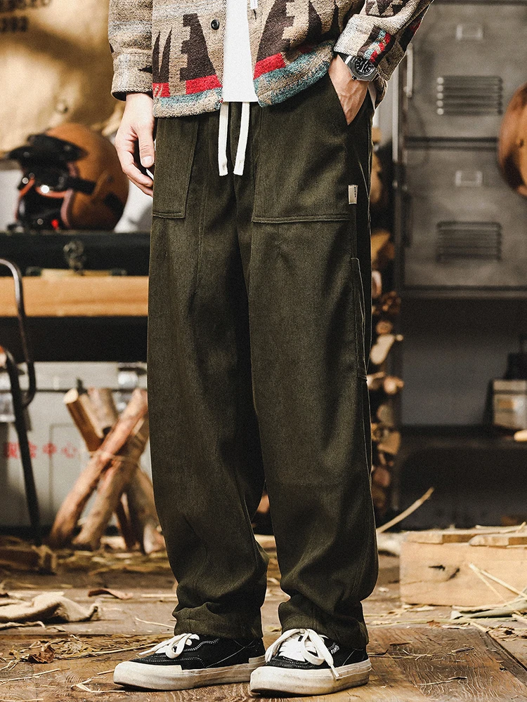 

Свободные прямые брюки-чиносы, мужские весенне-осенние вельветовые брюки цвета хаки на подкладке, модные брендовые повседневные брюки в стиле ретро в американском стиле