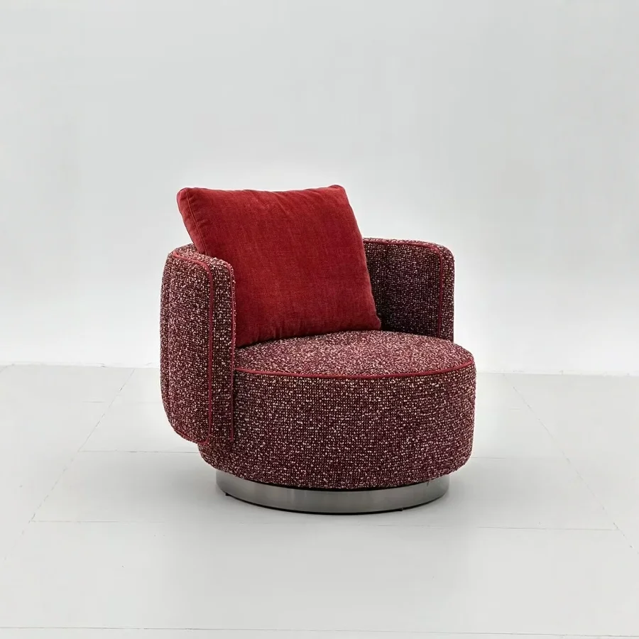 Single sofa simple plush cotton and linen armchair rotating living room apartment rotating leisure chair