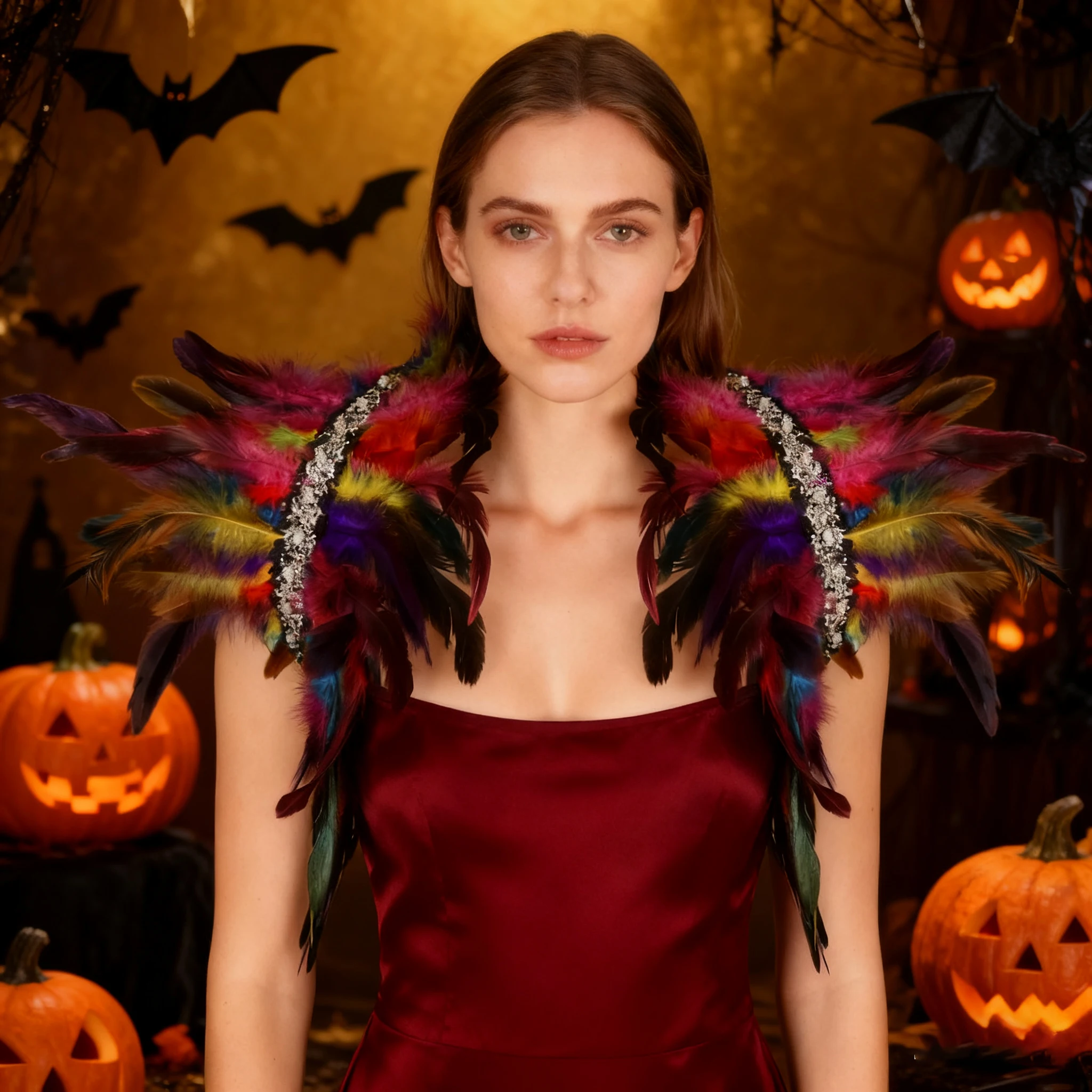 

Wedding Party Shawl Anti-Feather Cape Cloak Y2k Cosplay Feather Halloween Neck Scarf Gothic Style Women's Faux Feather Cape