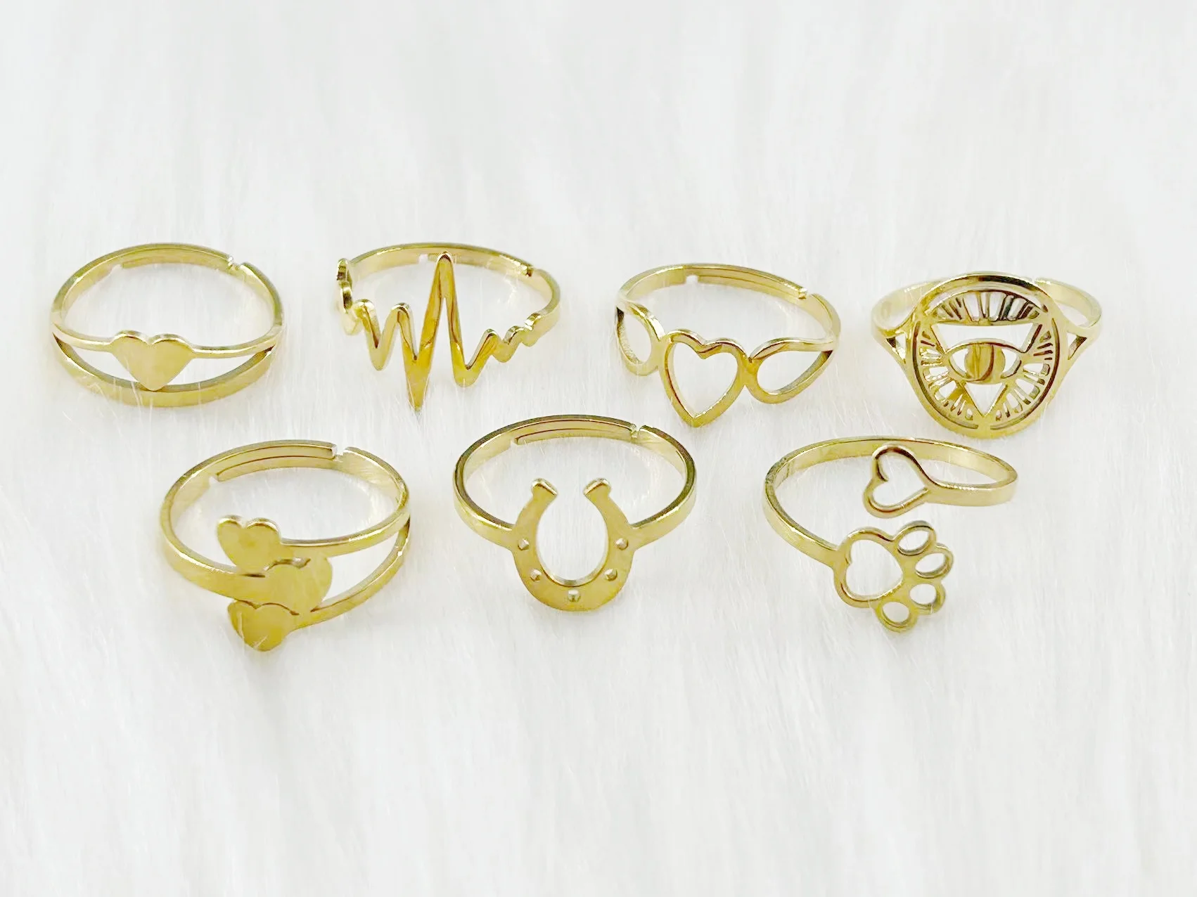 WOUWU Stainless Steel Simple Hollow  Rings Trendy Romantic Heart Fashion Ring For Women Jewelry Wedding Friendship Gifts