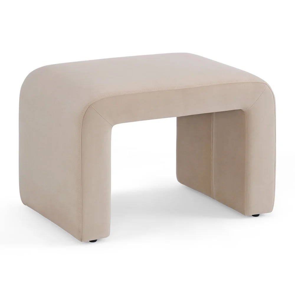 Velvet Waterfall Ottoman Multifunctional Footrest Coffee Table Lightweight Rectangular Curved Edge Indoor Seating Home Decor