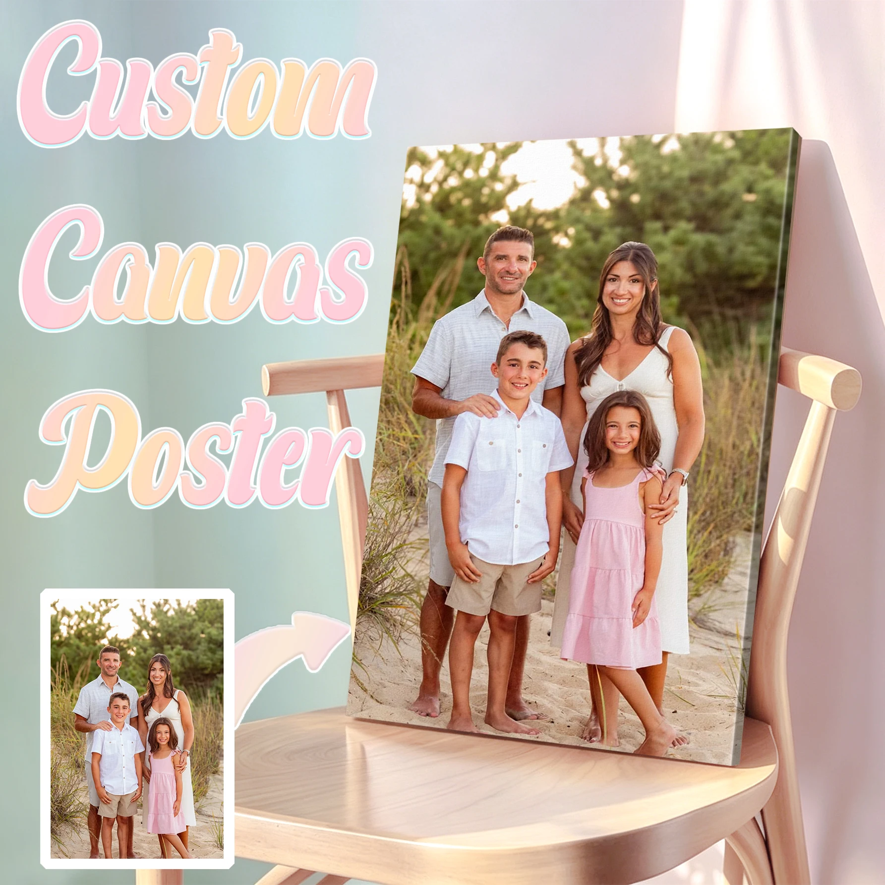 1Pc Custom Big Size Canvas Poster.Custom Canvas Wall Art For Father's Day/Graduation Decor/Wedding Gift/Easter Gift.