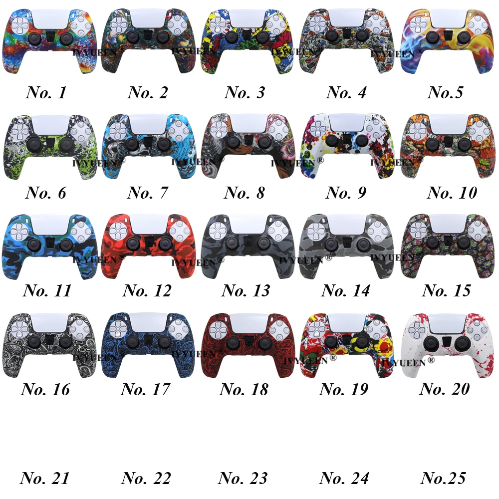 IVYUEEN for Sony PlayStation 5 DualSense Wireless Controller Protection Skin Silicone Case Cover with Analog Thumb Grips Caps