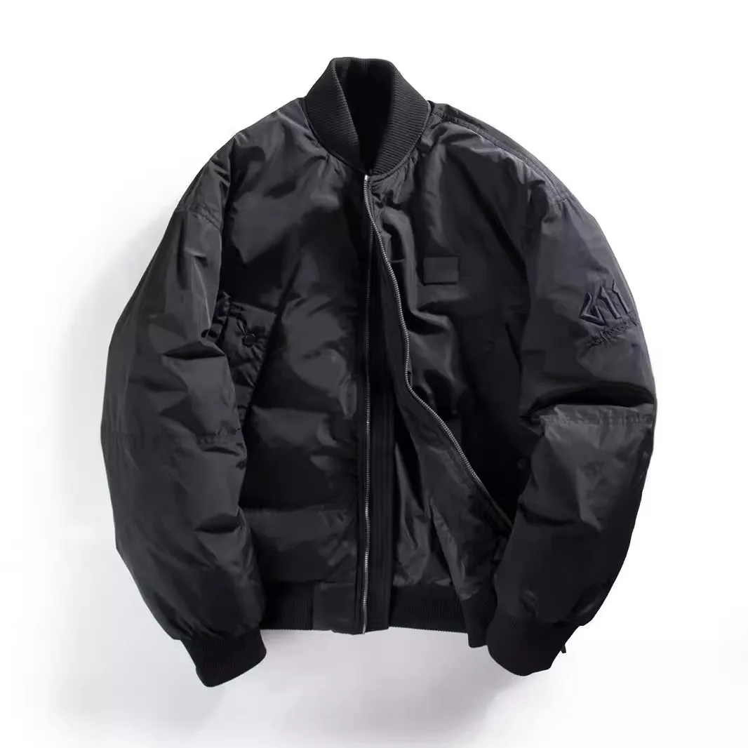 

Korean version New Fashion Men's Solid Color Simple Basic Casual Trendy Loose Zipper O-neck Quilted Coats Male Clothes Parkas