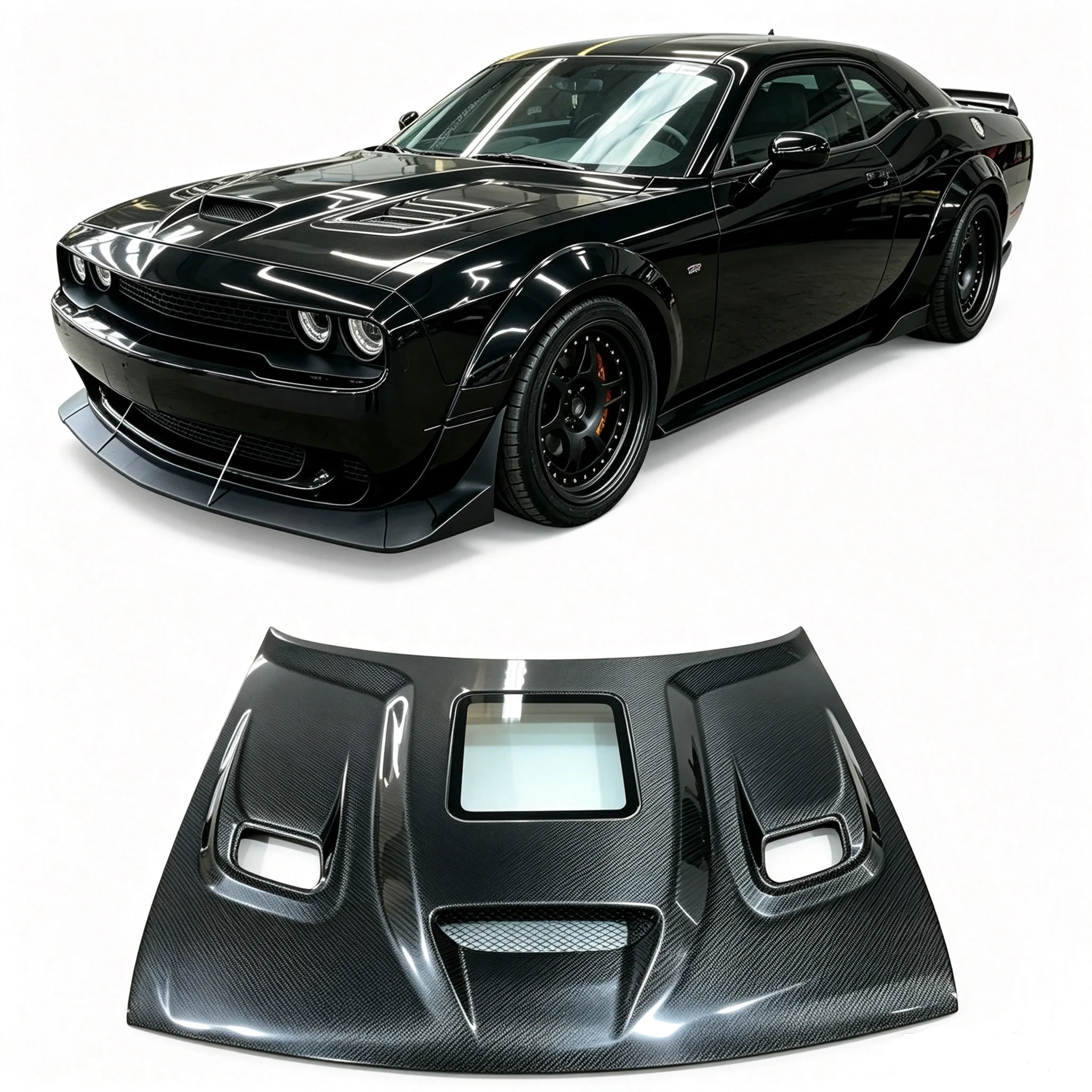 New Design for Dodge Challenger 2015-2023 Carbon Fiber Hood Body Kits New Bonnet Car Bodykit SRT Fitment Easy Installation