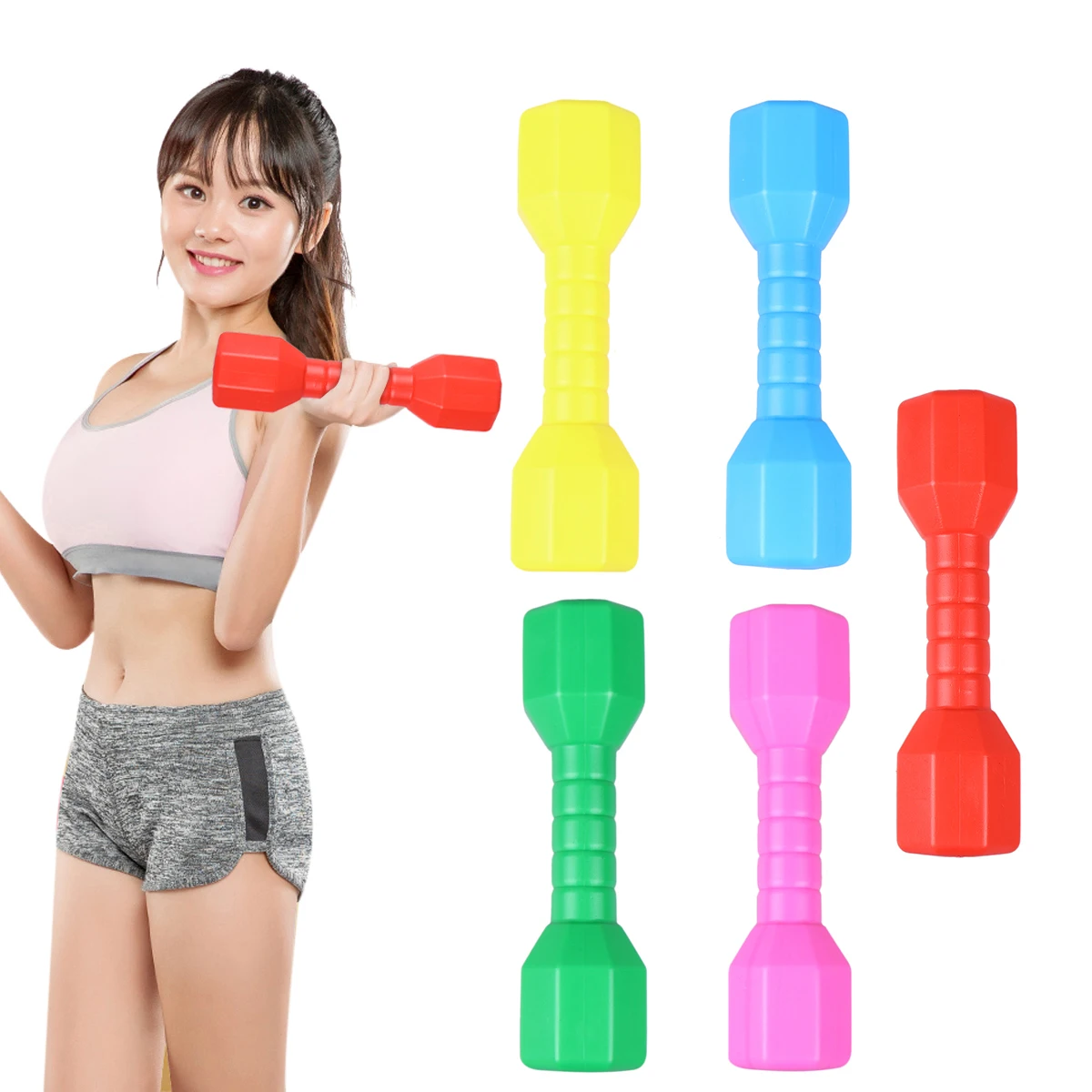 

4pcs Octagonal Dumbbells Safe Plastic Smooth Edge Ergonomic Children Exercise Toy Gymnastics Outdoor Games Birthday Gift Small