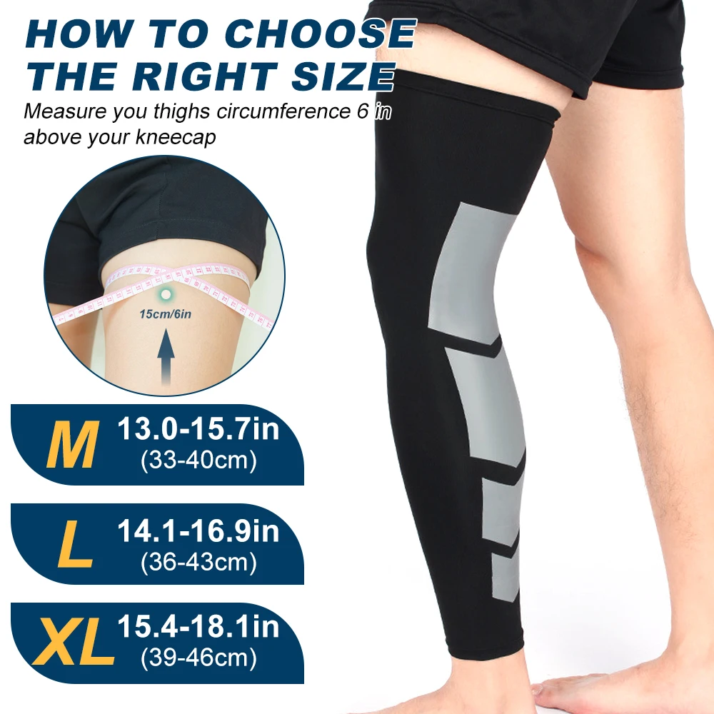 Leg Compression Sleeves, Full Leg Sleeve Long Knee Brace Knee Support Protect Basketball Football Volleyball Cycling Men Women