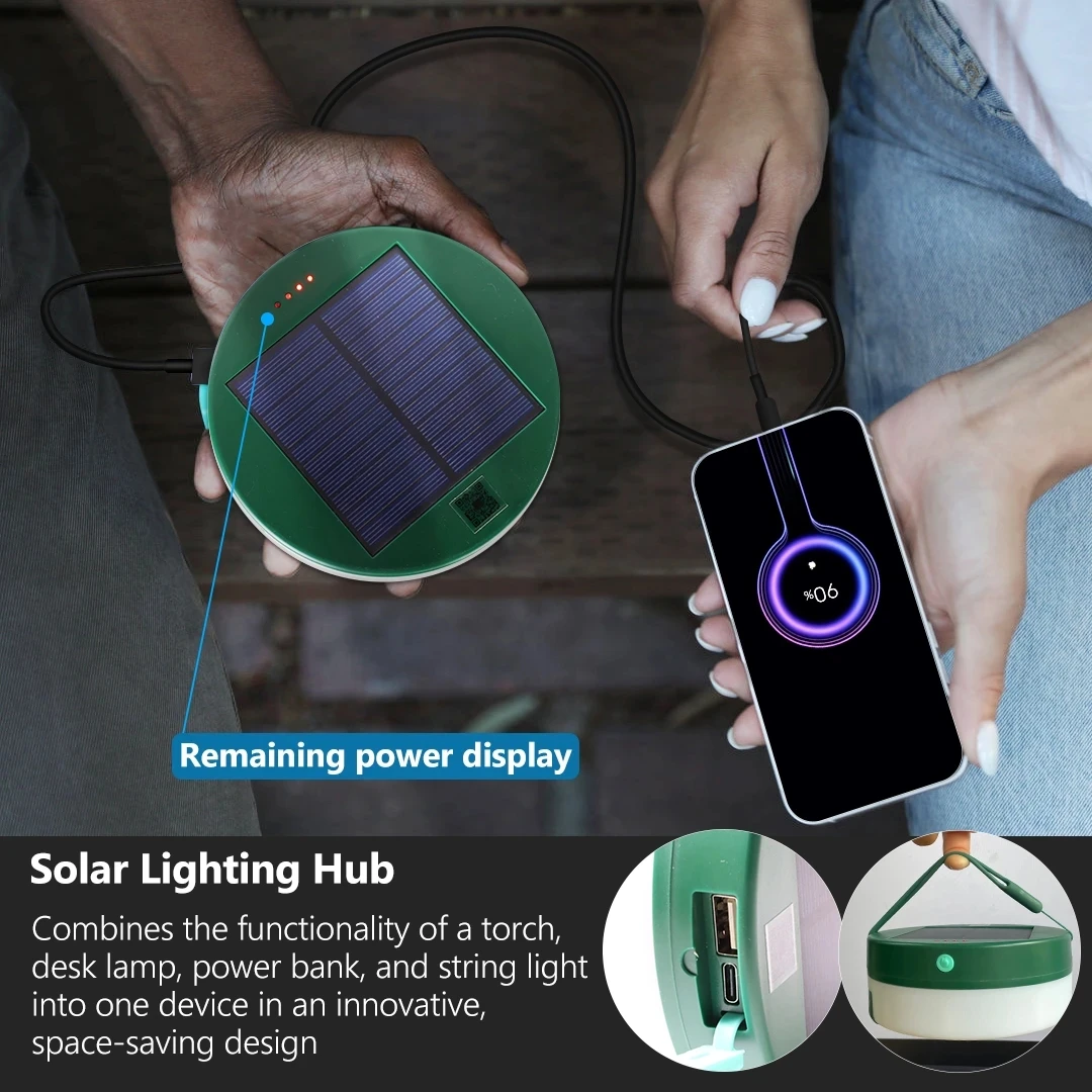 Solar String Lights Outdoor Smart APP Control Camping Rechargeable Waterproof Emergency RGB Tent Solar Garland Garden Lights