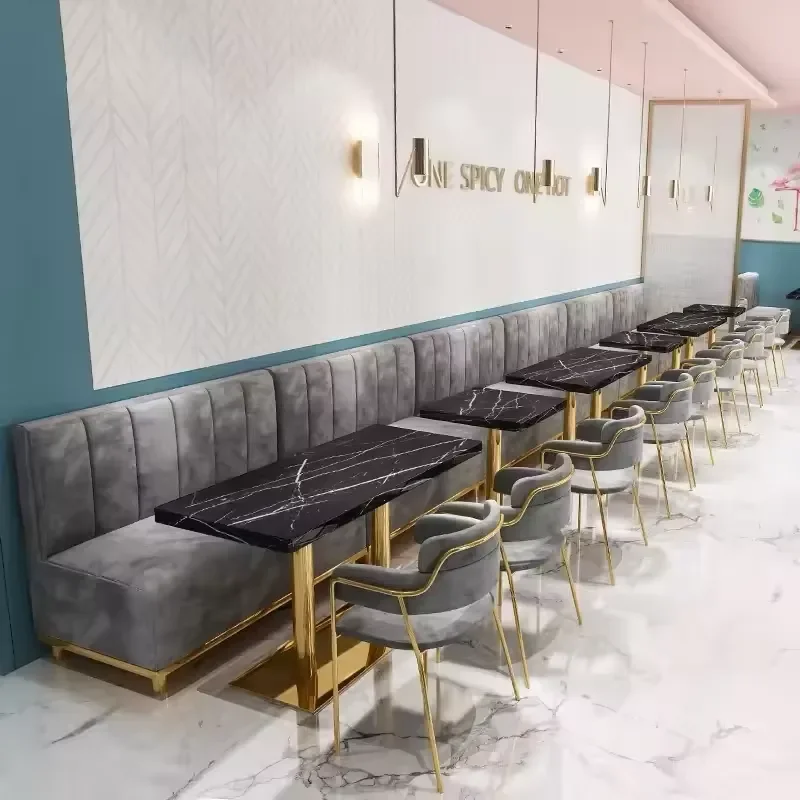 Modern Metal Coffee Shop Bar Booth Restaurant Furniture with Pu Leather Seats Durable Design