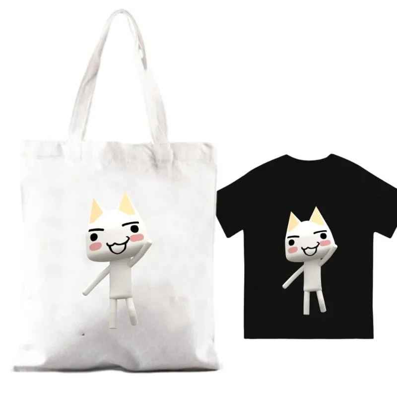 Kawaii Toro Inoue Cat Women Shoulder Bags Couple Combination Clothes Short Sleeve Collar Fashion T shirt Man Cotton