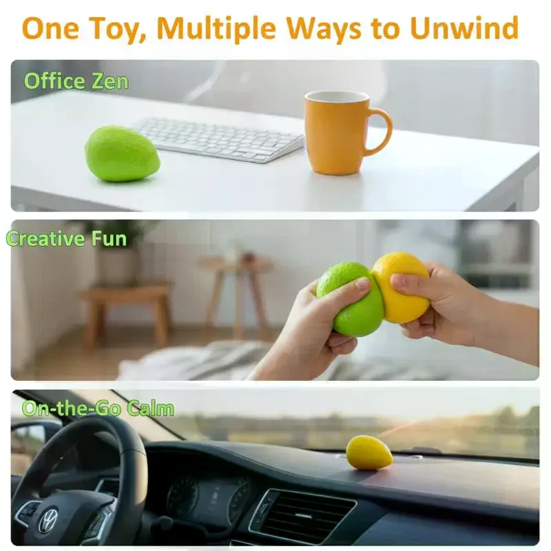 1 pièce Balle anti-stress citron changeante de couleur, Balle anti-stress mangue faite à la main, Jouet à presser, Jouets sensoriels ASMR pour le soulagement du stress
