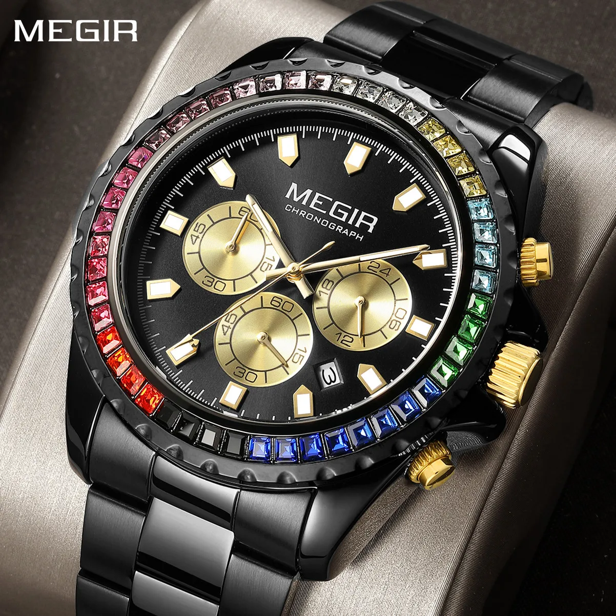 megir-メンズ腕時計高級軍事クォーツクロノグラフ防水スチールストラップビジネス腕時計日付時計リロイ-hombre-2227