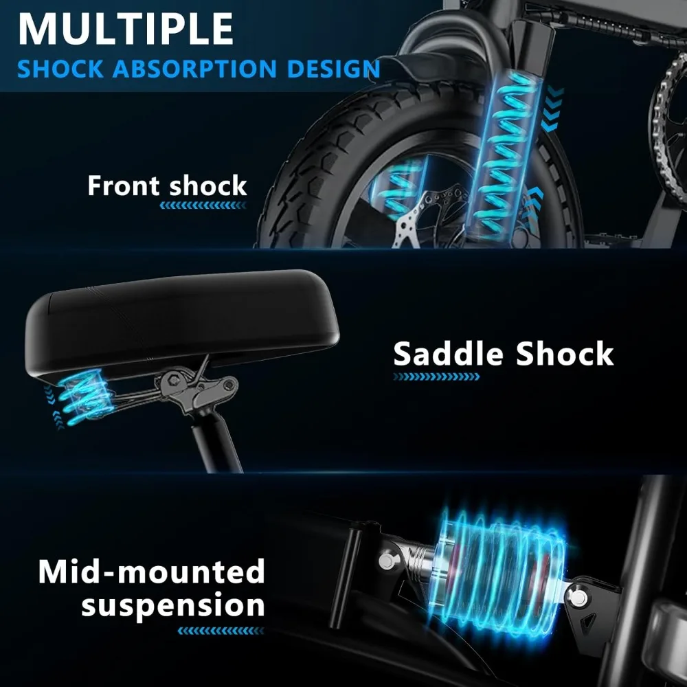 Bicicleta eléctrica para adultos, bicicleta eléctrica plegable, bicicleta eléctrica con batería extraíble, bicicleta eléctrica para desplazamientos de 20 MPH, motor de engranaje sin escobillas