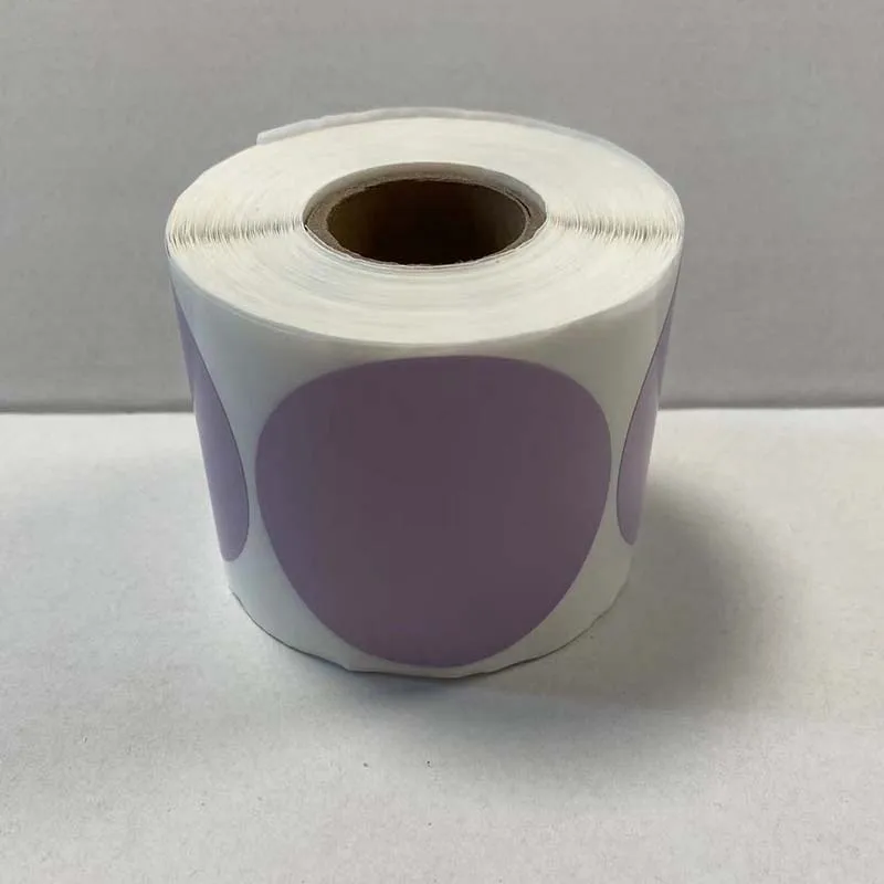 Imagem -04 - Rolos de Etiqueta Térmica Direta para Impressora Auto-adesivo Retângulo Adesivo Faça Você Mesmo Marca Design Roxo Círculo em Branco Rolo