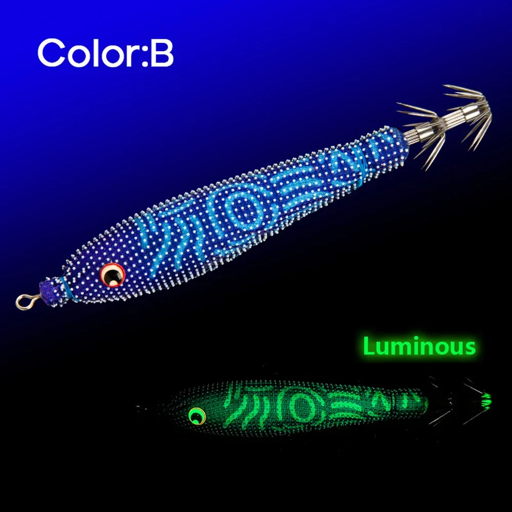 Noctilucent Rubber Composite Squid Bait with Convex Particle Texture and Realistic Shrimp for Active Attack Induction