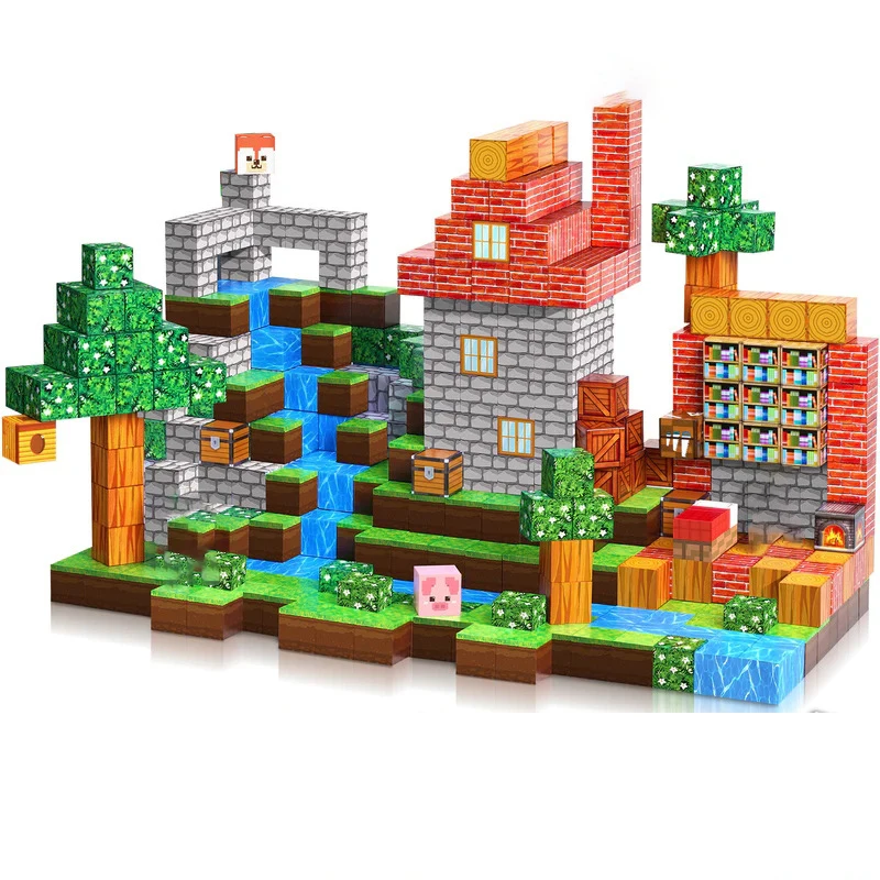 25-200-teiliges magnetisches Bausteine-Set – Bauszenenspielzeug, pädagogisches Bauspielzeug für Kinder, Geburtstagsgeschenke und Weihnachtsspielzeug in geometrischer Form