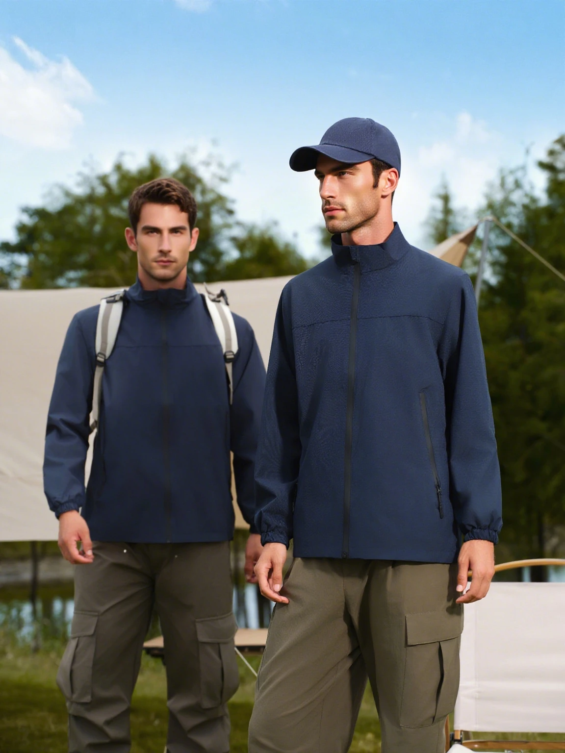 

Men's and Women's Outdoor Jackets Spring and Autumn Windproof Stand-up Collar Long-sleeved Zipper Coat Brand Sports Top