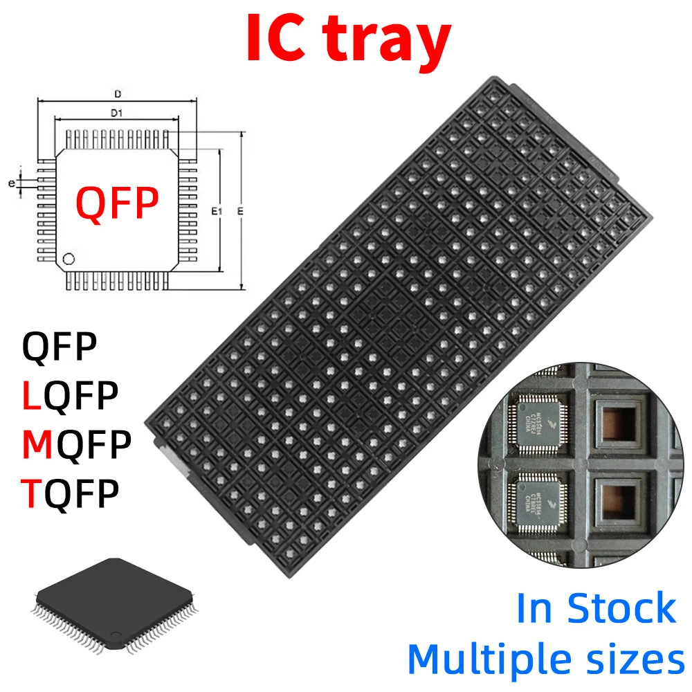 

QXR JEDEC IC Tray For QFP LQFP IC Chips SMT SMD Antistatic Ic Storage Packing TRAY