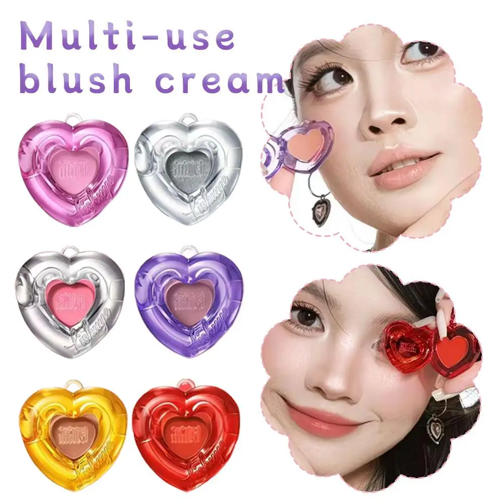 Kremowy róż do policzków i ust w kształcie serca, wielofunkcyjny rozświetlacz, puder do twarzy, nawilżający, dodający blasku, rozjaśniający, powiększający objętość, naturalny makijaż do codziennego użytku.