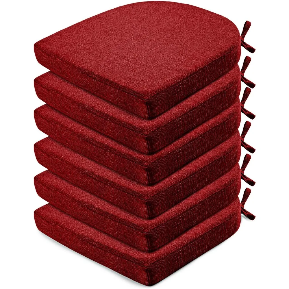 

chair cushions for dining chairs 6 pack - kitchen chair cushions with ties and non-slip backing - dining chair pads 16"x16"x2",