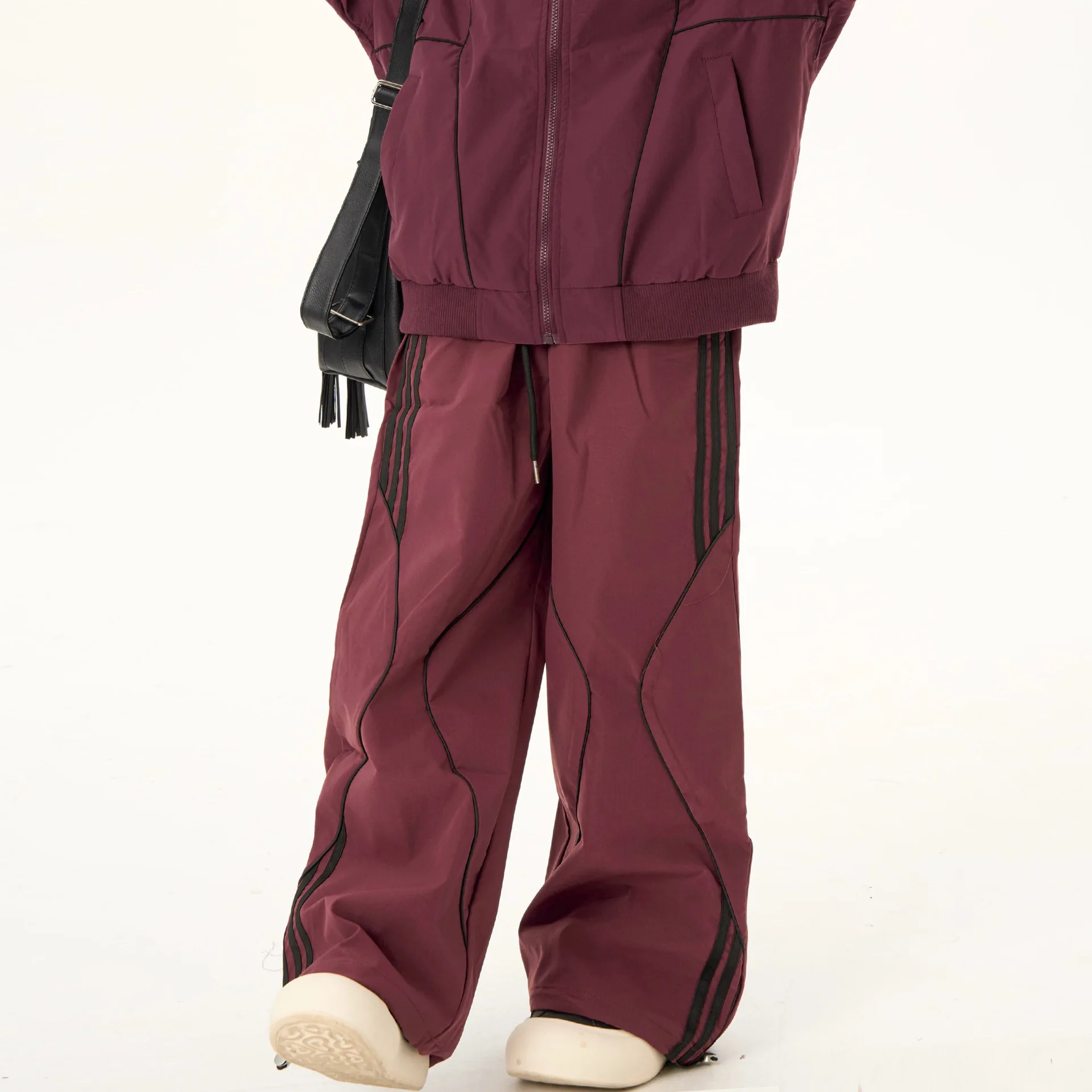 OR FL American Retro Women's Stripes Staraight Sports Pants Trendy Brand Splicing Deconstruction Function Slacks Cargo Trousers