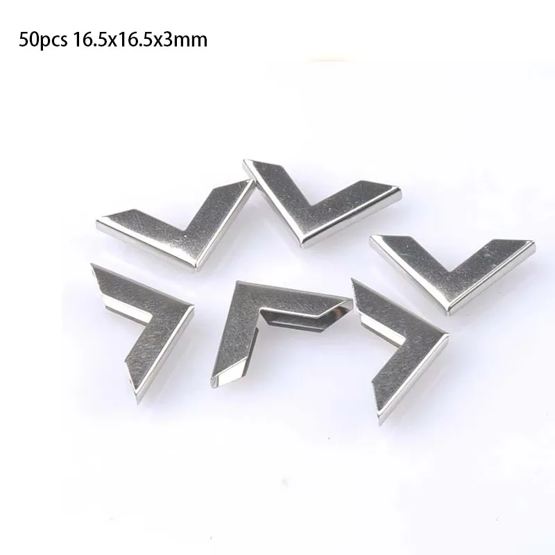 Silver Metal Corners For Books Scrapbooking Photo Albums Menus Crafts DIY 50pcs 16.5x16.5x3mm CP1616