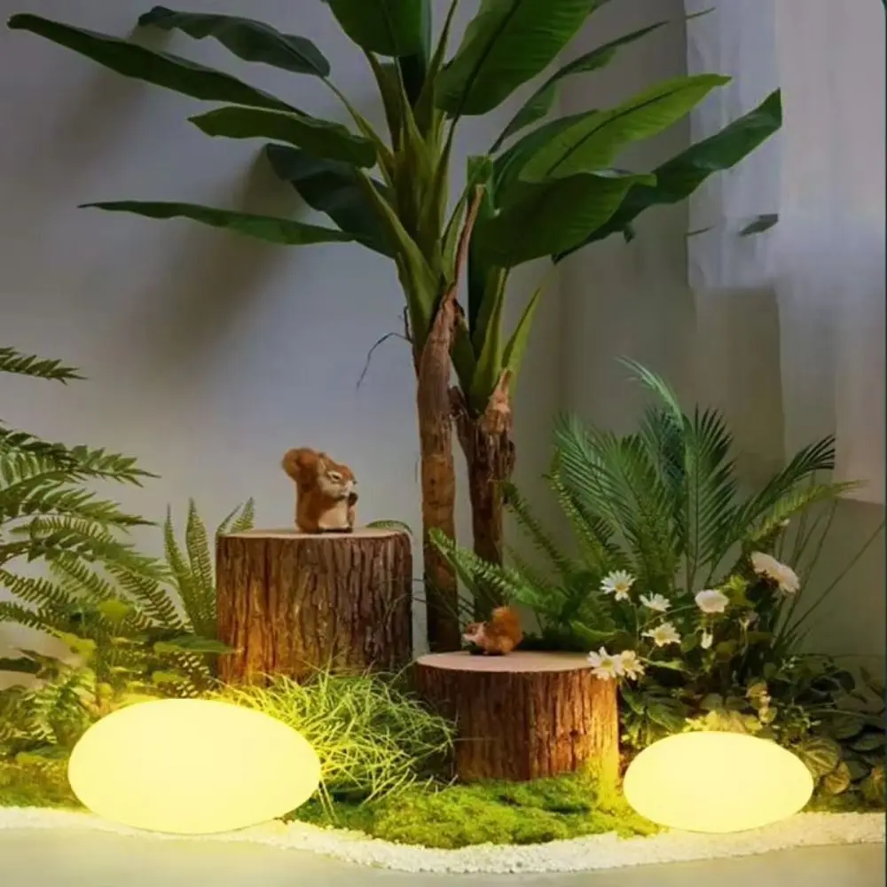 Lampu Batu Solar Bentuk Batu Kerikil Hemat Energi Otomatis Nyala/Mati Lampu Luar Ruangan Nirkabel Tahan Air LED Lampu Solar Teras