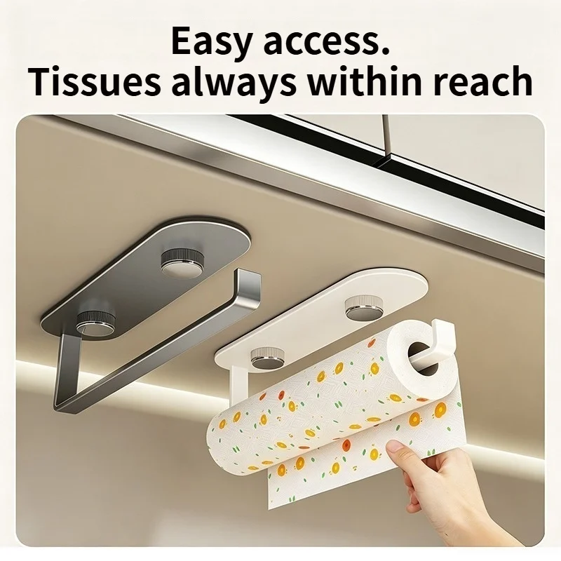 Detachable Wall Suction Paper Towel Organizer, No Drill Kitchen Roll Paper Holder Rack