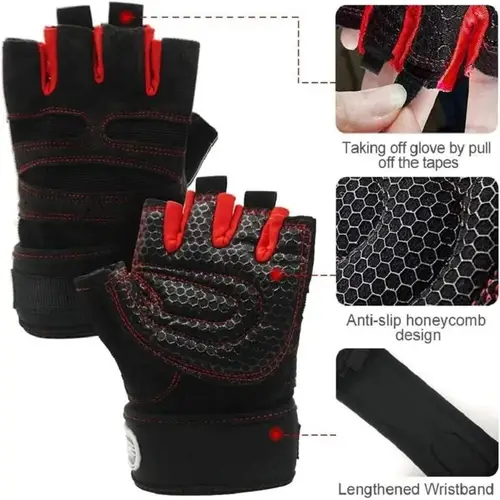Imagen 2 del producto Guantes de gimnasio para hombres y mujeres, guantes de pulsera para levantamiento de pesas, entrenamiento de culturismo, ejercicio deportivo, guantes de ciclismo a prueba de golpes