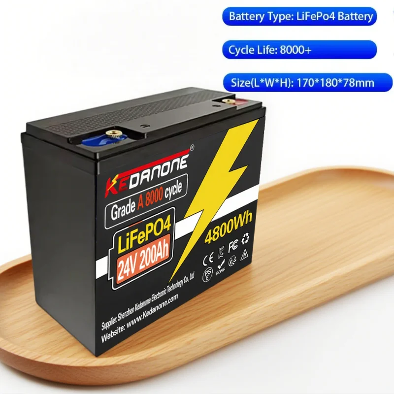 

100% New LiFePo4 24V 200Ah lithium iron phosphate battery Built-in 200A BMS,for Solar Marine Overland Off-Grid LiFePo4 Battery