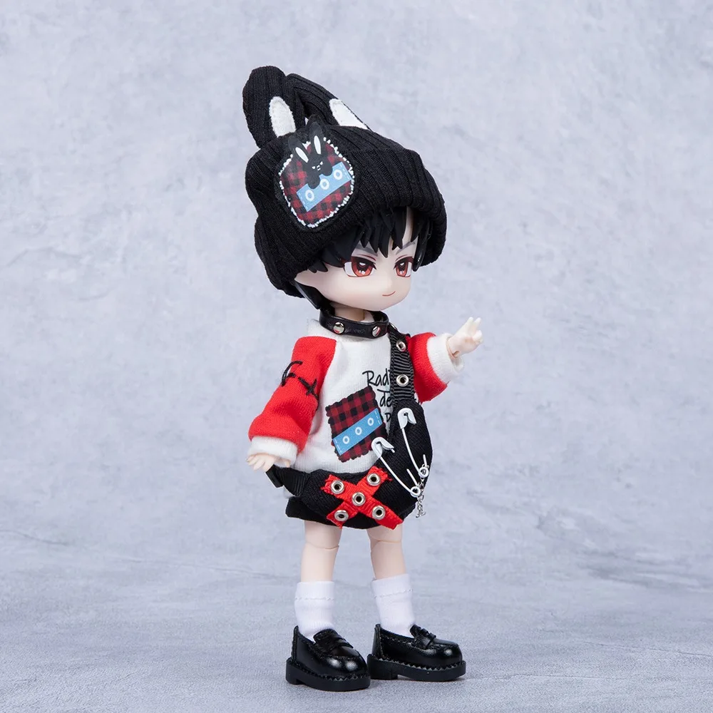 

Ob11 детская одежда, черный прохладный ветер, темный костюм кролика разрушения 1/12 BJD Asy Body 2,0 P9, одежда для куклы