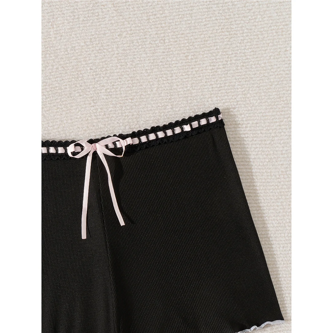 XS - L Bow Mini-Shorts, gerippter Bikini-Unterteil, Badehose, Damen-Badebekleidung, brasilianische Tanga-Höschen, Unterwäsche V6538 – Detail 10