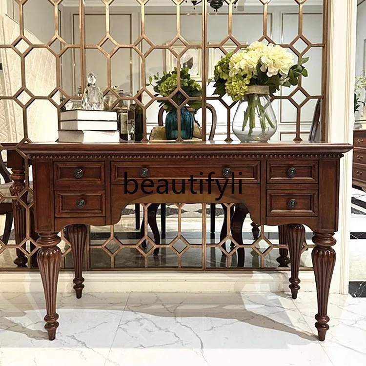 

Dressing Table American Retro Country Bedroom Light Luxury Makeup Table Solid Wood Storage Cabinet Nordic Furniture