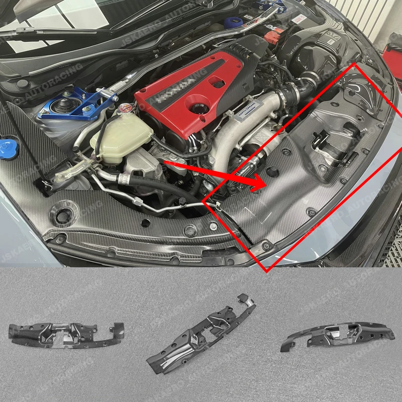 

For Honda Civic FK8 Carbon Fiber Inner Engine Cooling Slam Panel Radiator Cover car BodyKits