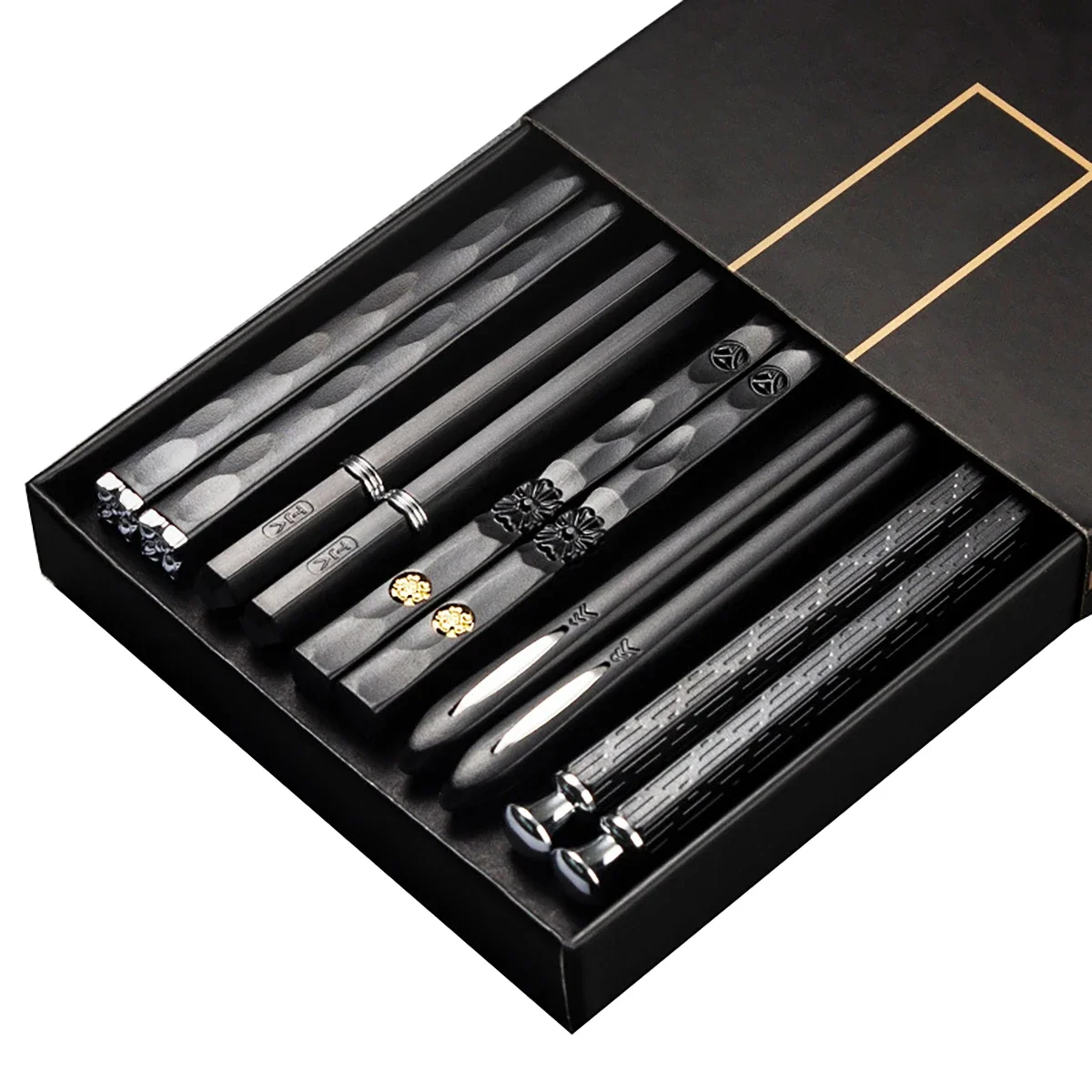 Palillos japoneses para Sushi, palillos coreanos de aleación reutilizables, vajilla de cocina, accesorios para herramientas, 5 pares