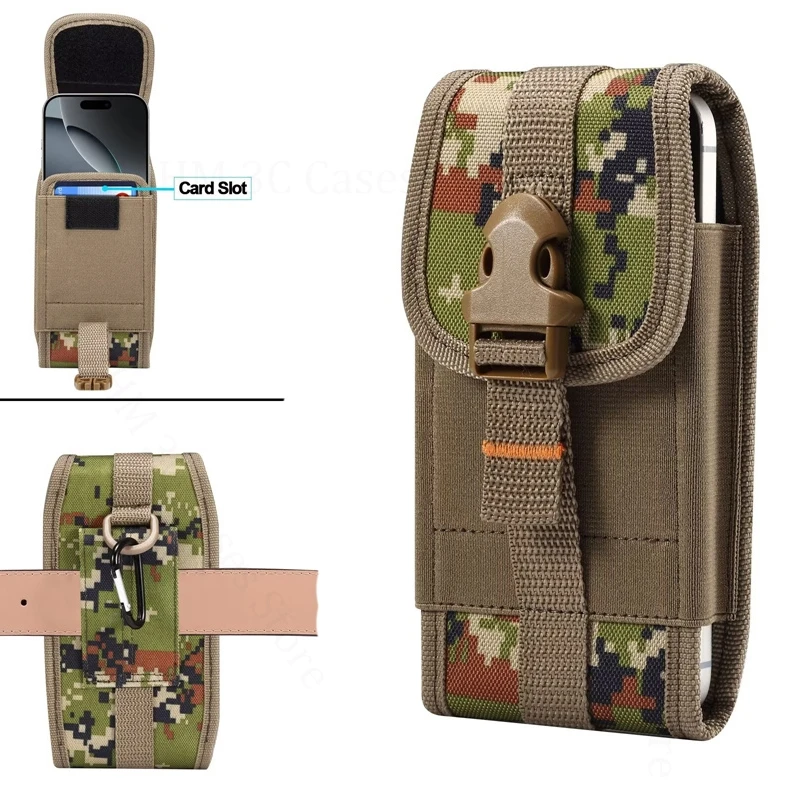 For Motorola X70 Air Pro Phone Waist Bag Pouch For Moto X70 Air X50 Ultra S30 S50 Neo E15 E14 ID Card Slot Camouflage Phone Case