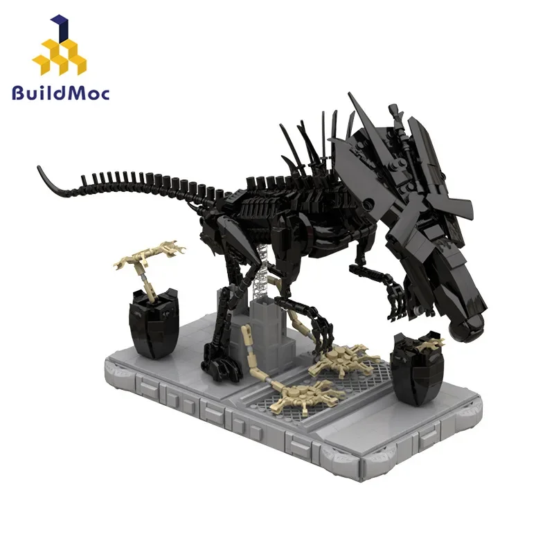 BuildMoc Mecha Queen Monster Science Movie Empress Facehuggers Building Blocks Set For Aliens Predator Animal Brick Kid Toy Gift