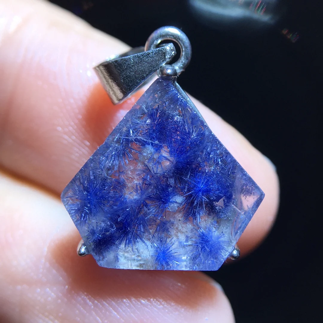 

Натуральный синий рутилированный дамортьитовый кварцевый кулон 13,6/13,5 мм прозрачный цветок ожерелье золотые украшения AAAAAAA