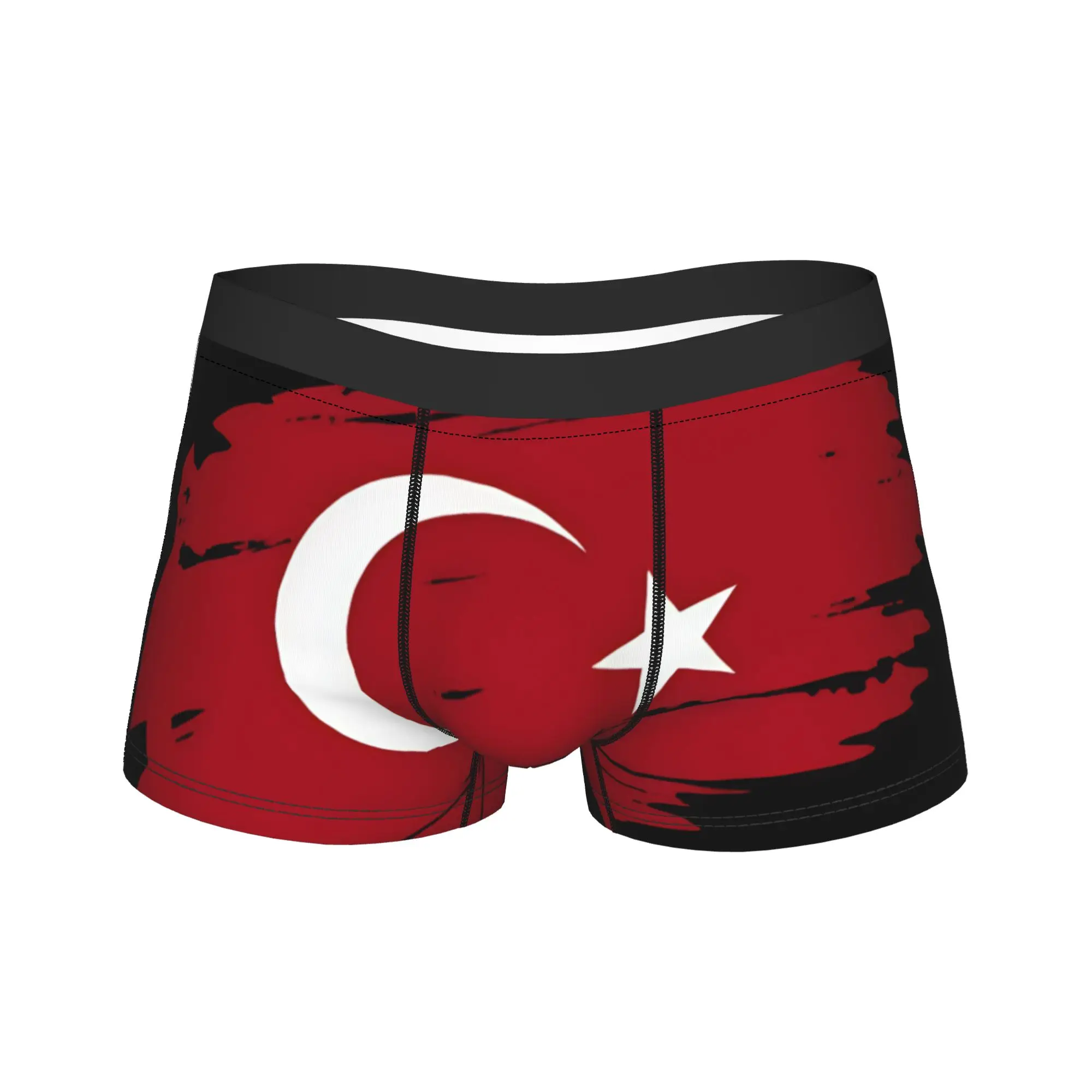 The Republic Of Turkey Flag Underwear  Breathable Panties Custom DIY Shorts Briefs For Male 3D Pouch Plus Size Boxer Shorts