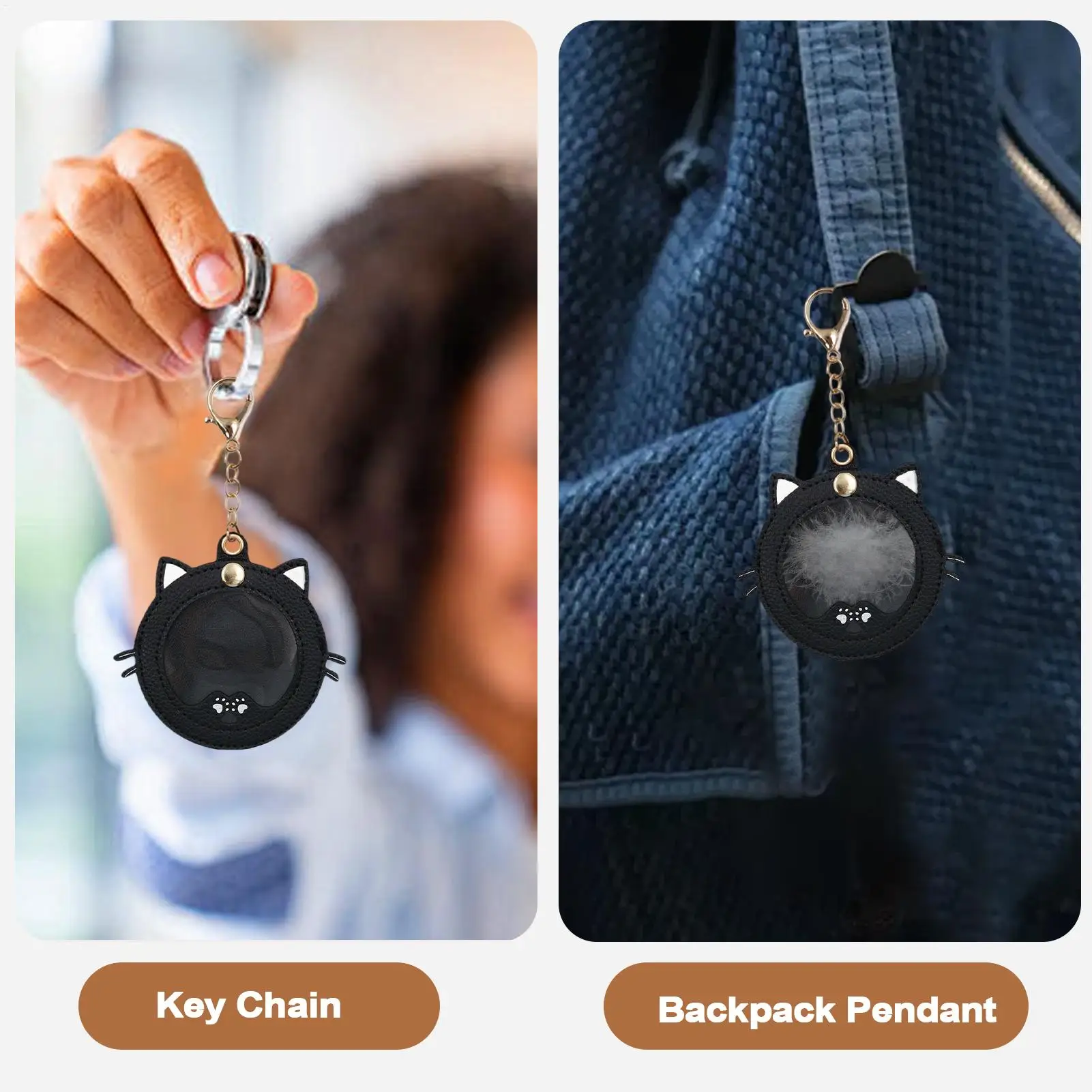 Chaveiro de cabelo de gato gatinho em forma de rosto de cachorro chaveiro de armazenamento de cabelo criativo bonito chaveiro para armazenamento de fotos mochila bolsa