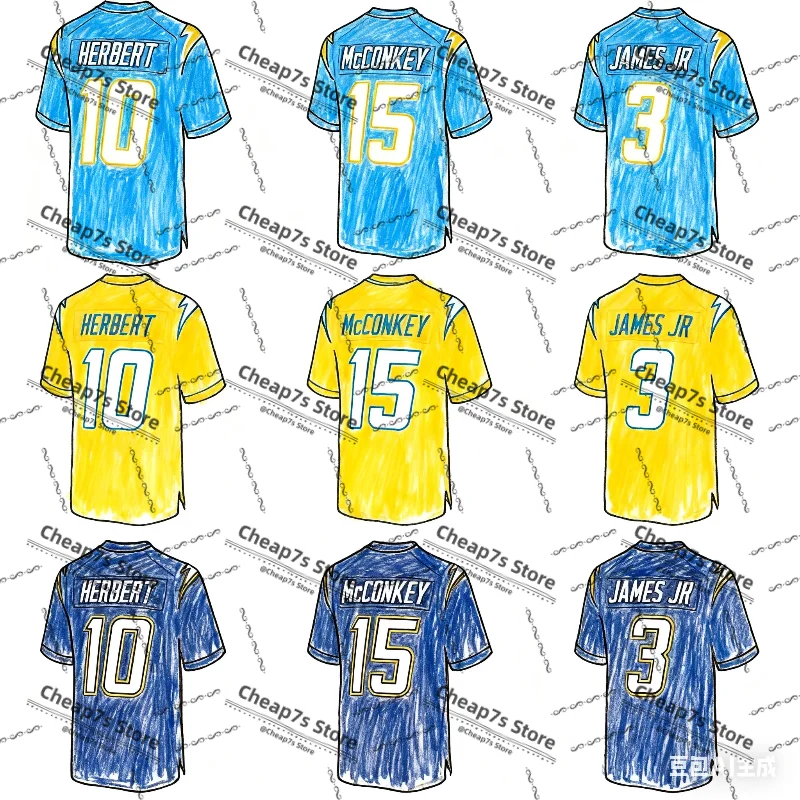 Los Angeles American Football Trikot Justin Herbert Ladd McConkey Keenan Allen Trikots Fußballuniform