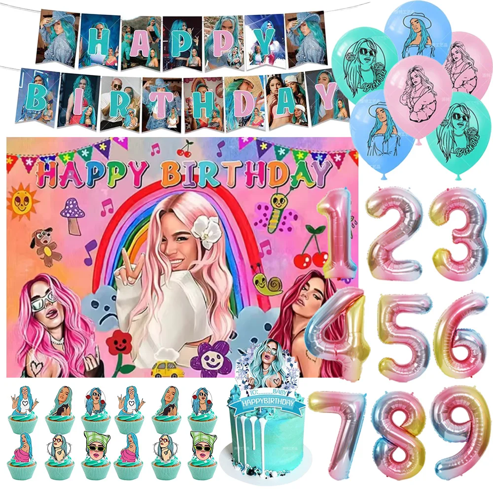 

K&Karoles Super Singer Star Background G Mañana Sera Bonitoed Backdrop Cake Topper Balloon Fans Girl Birthday Party Decoration