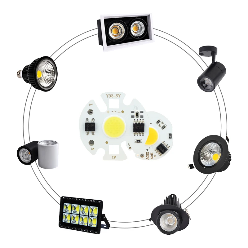 Luci a Chip LED 3W 5W 7W 9W 12W faretti a pannocchia lampada 220V lampada intelligente per luce di inondazione rettangolare senza bisogno di Driver Lampara fai da te