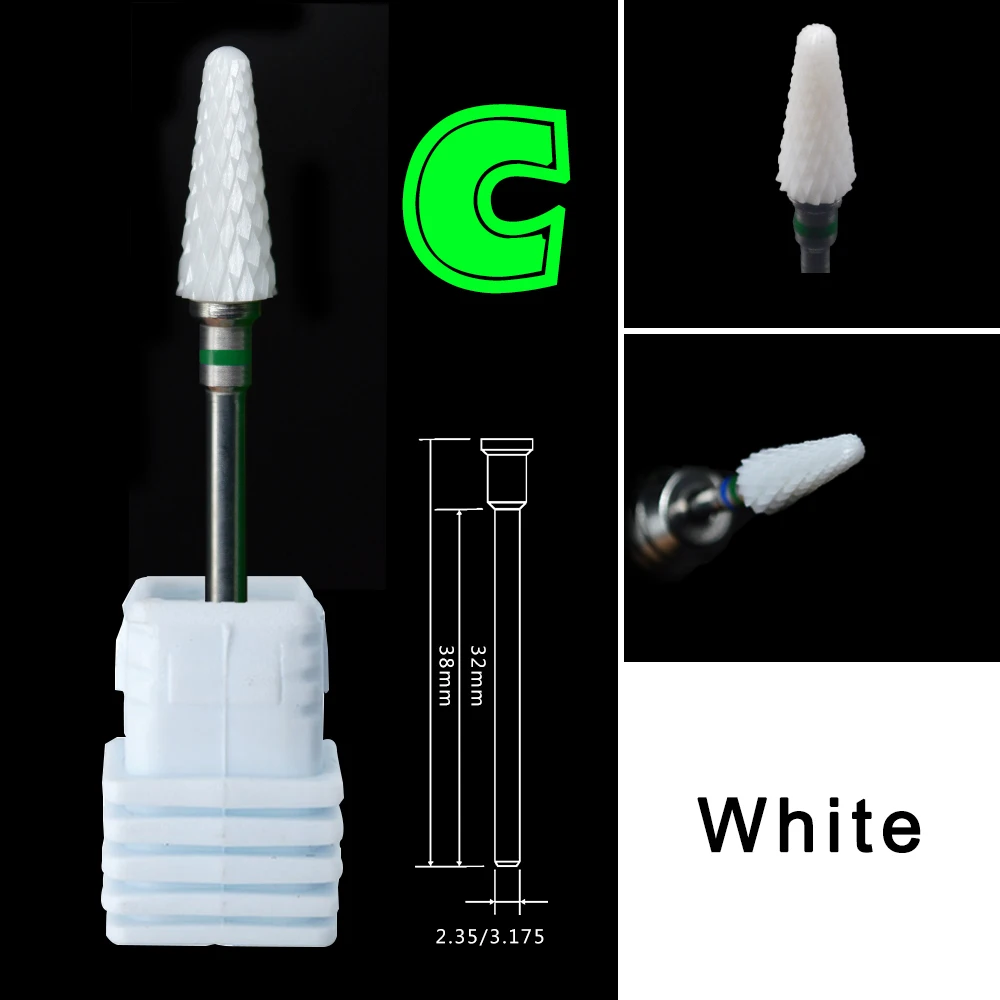 RolinStar Conical ceramic Milling Cutter For Manicure nail drill bits  Pedicure Milling Cutter