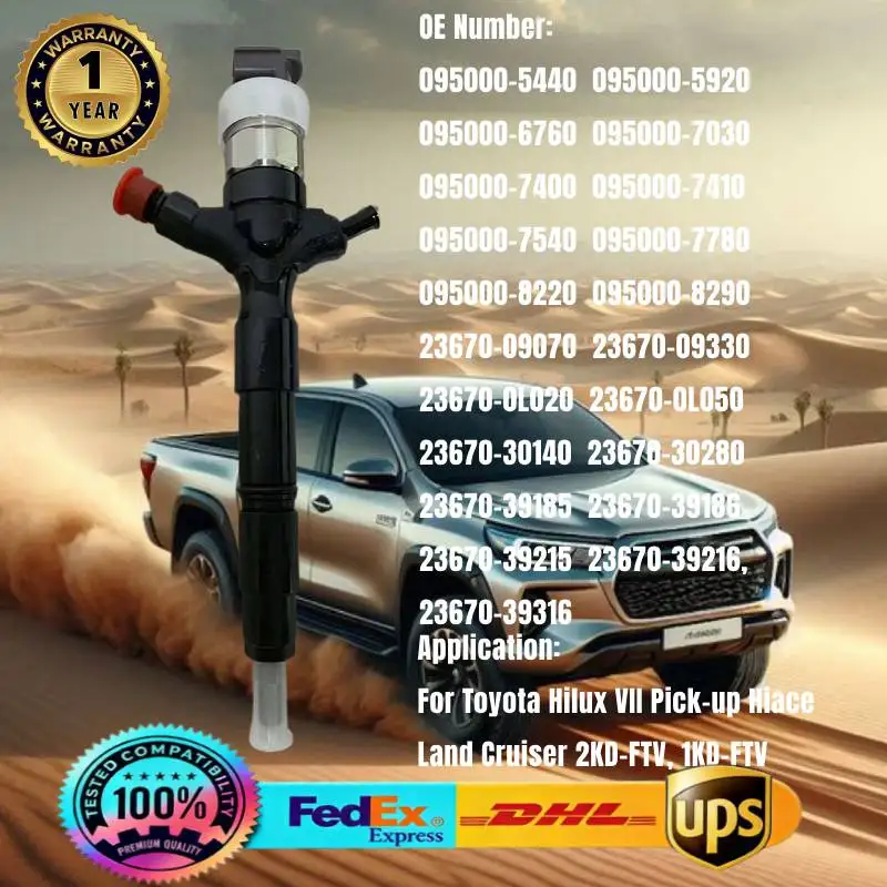 

Fuel Injector 095000-5440 23670-0L020 095000-7410 23670-39185 for Toyota Hilux Hiace Land Cruiser 3.0 2KD-FTV 1KD-FTV Engine